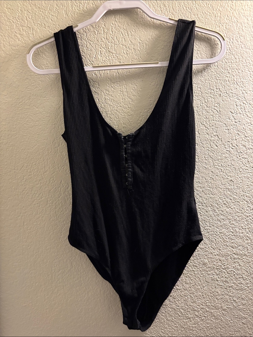 Forever 21 Black Ribbed Snap-Front Bodysuit